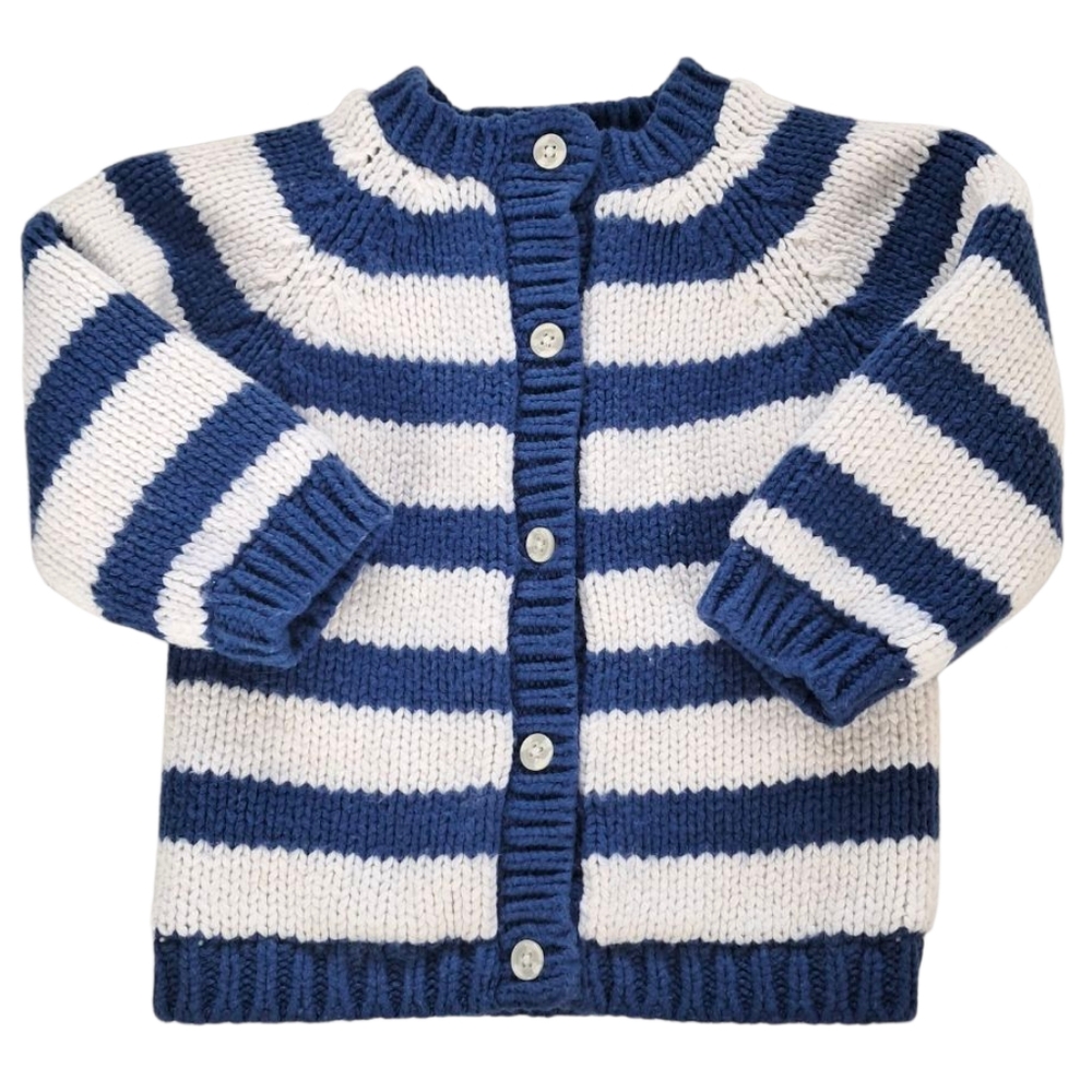 GAP Navy and White Striped Cardigan Size 6-12 Months